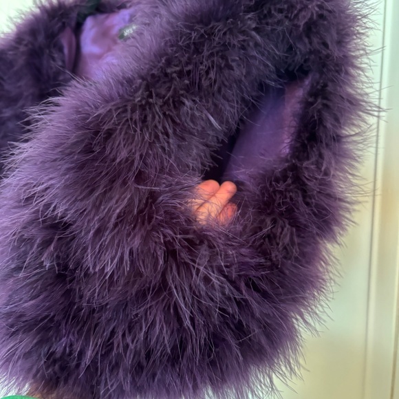 Purple Maribou Feather Open Crop Bolero Jacket size Large - Picture 4 of 9